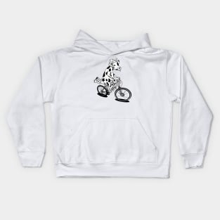 Cow riding a bicycle Kids Hoodie